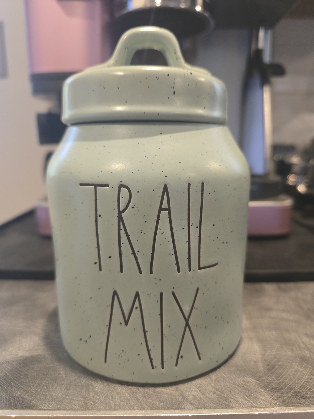 Speckled Sage Ceramic 'TRAIL MIX' Canister